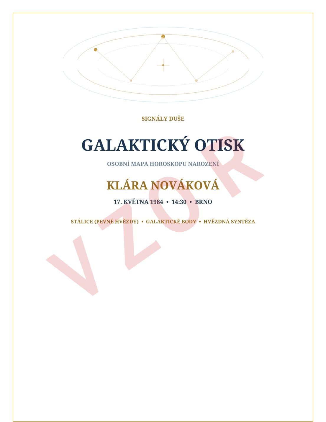 Titulní strana vzorového Galaktického otisku